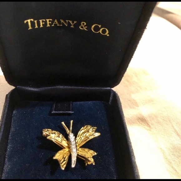 Tiffany & Co. Jewelry - Vintage Tiffany 18K PlatinumDiamond Butterfly Brooch